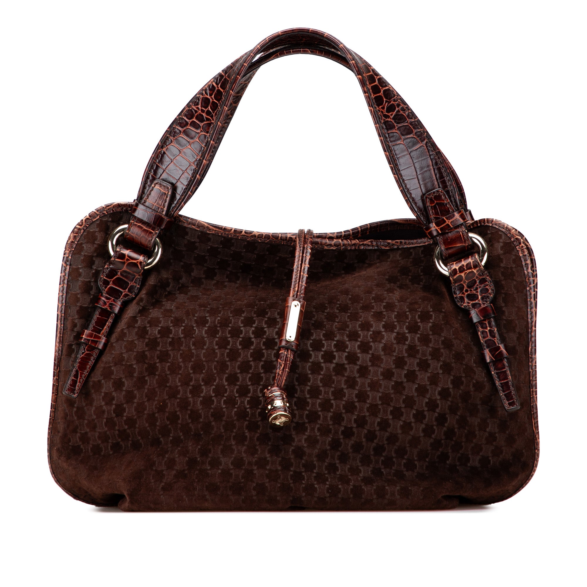 Macadam Suede and Croc Embossed Leather Bittersweet Hobo