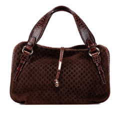 Macadam Suede and Croc Embossed Leather Bittersweet Hobo