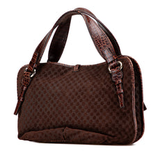 Macadam Suede and Croc Embossed Leather Bittersweet Hobo