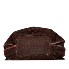 Macadam Suede and Croc Embossed Leather Bittersweet Hobo