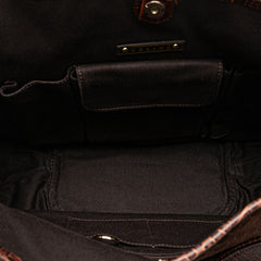 Macadam Suede and Croc Embossed Leather Bittersweet Hobo
