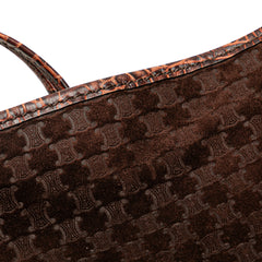Macadam Suede and Croc Embossed Leather Bittersweet Hobo