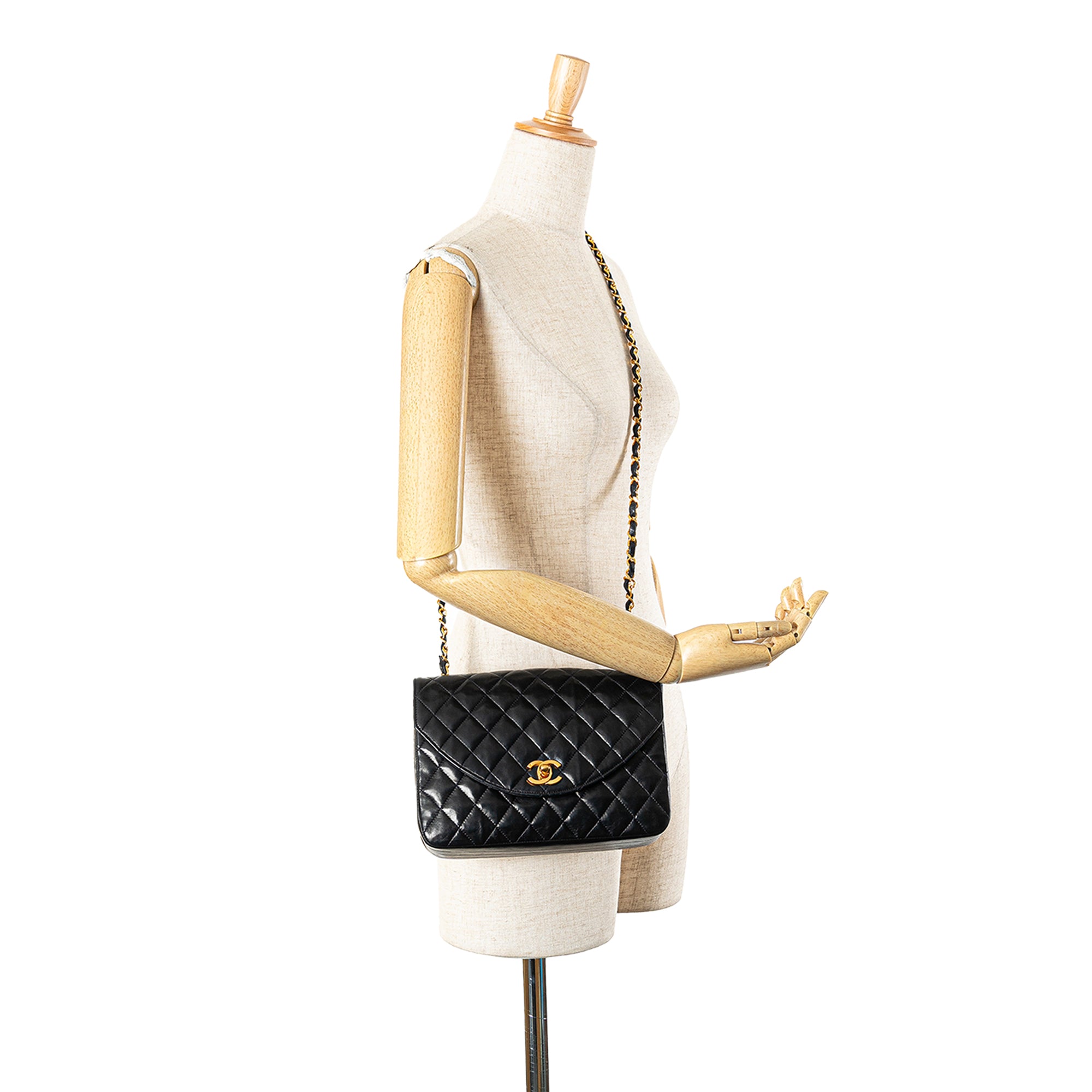 CC Quilted Lambskin Round Flap