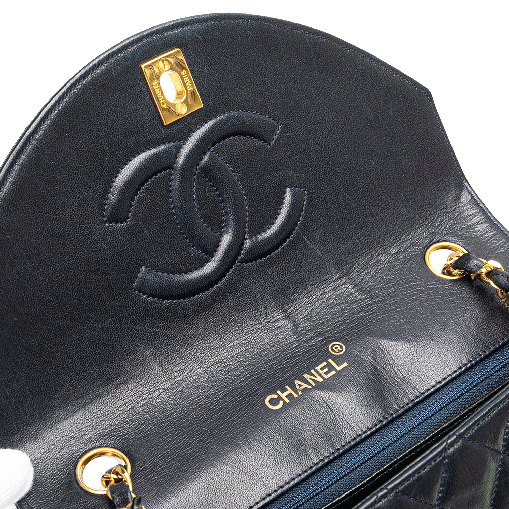 CC Quilted Lambskin Round Flap