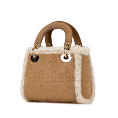 Mini Suede Shearling Cannage Lady Dior