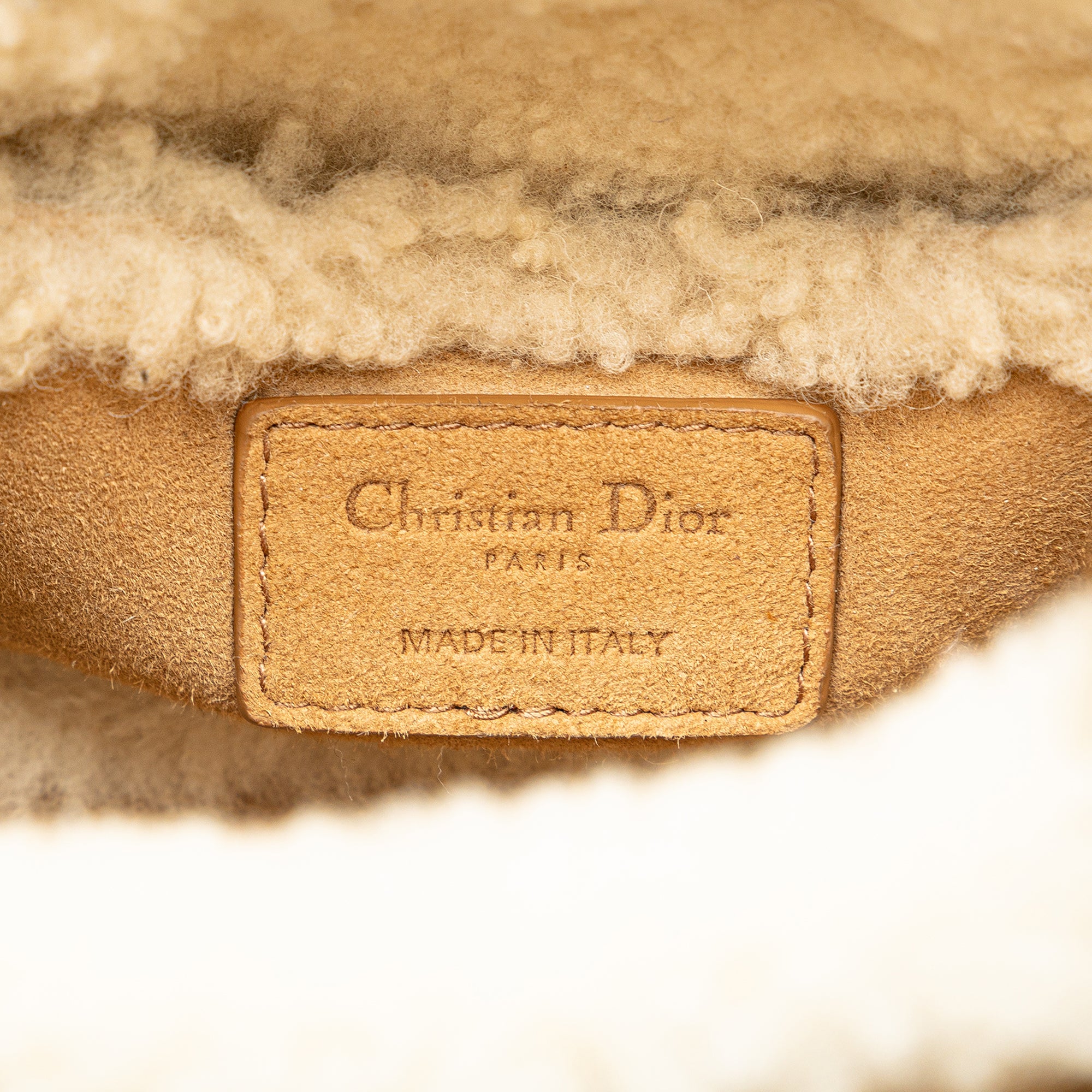 Mini Suede Shearling Cannage Lady Dior