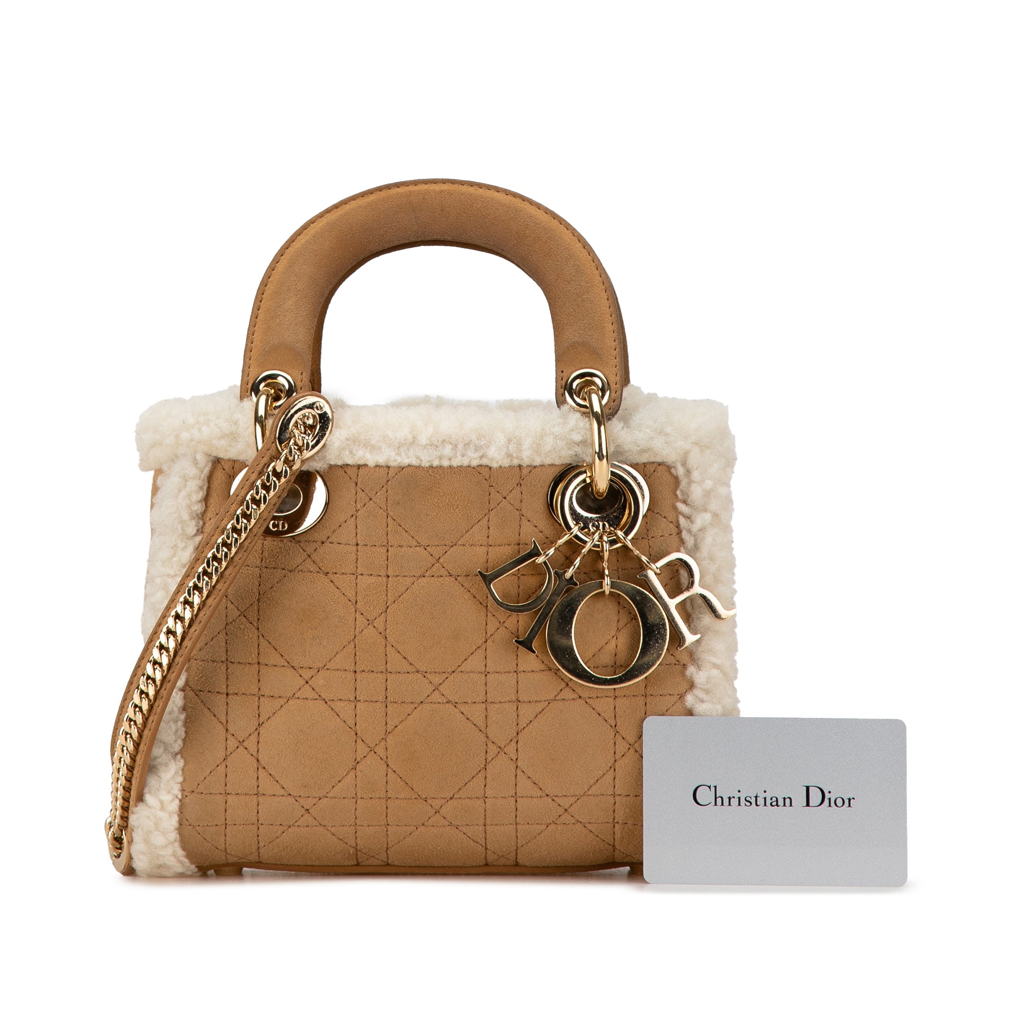 Mini Suede Shearling Cannage Lady Dior