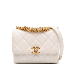 Mini Quilted Lambskin Crystal Logo Letters Chain Flap