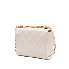 Mini Quilted Lambskin Crystal Logo Letters Chain Flap