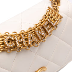 Mini Quilted Lambskin Crystal Logo Letters Chain Flap