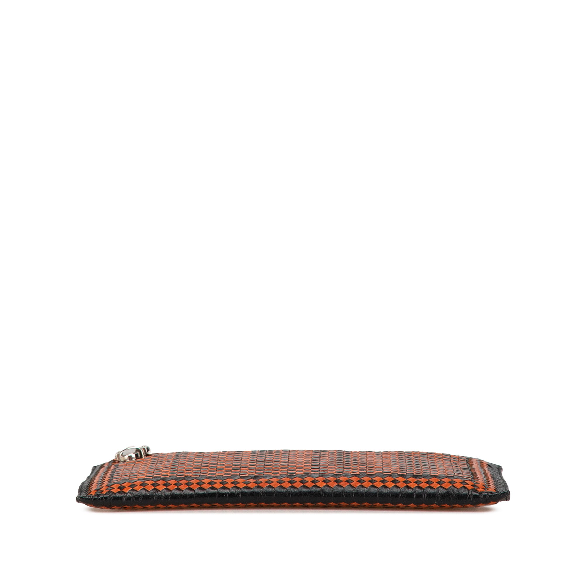 Woven Goatskin Madras Zip Clutch