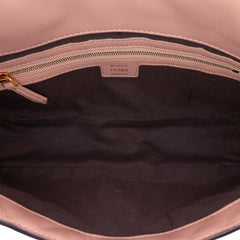 Medium Leather Embossed FF Baguette Satchel