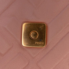 Medium Leather Embossed FF Baguette Satchel