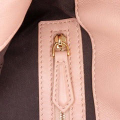 Medium Leather Embossed FF Baguette Satchel