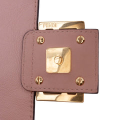 Medium Leather Embossed FF Baguette Satchel