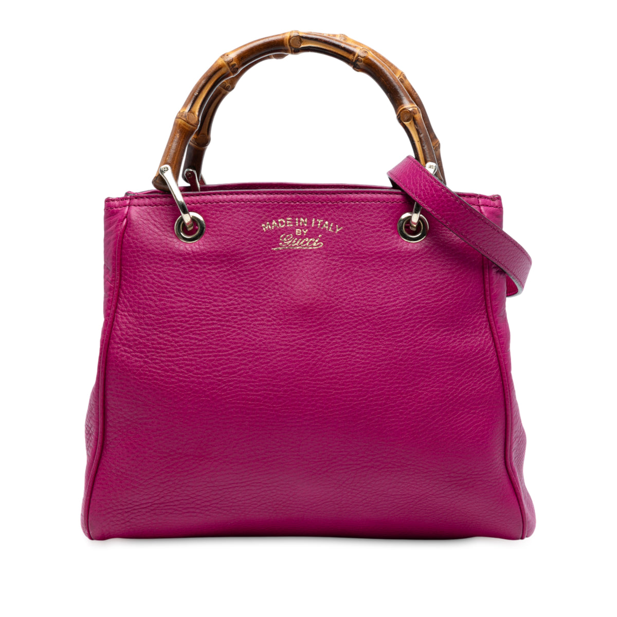 Small Calfskin Bamboo Shopper Satchel