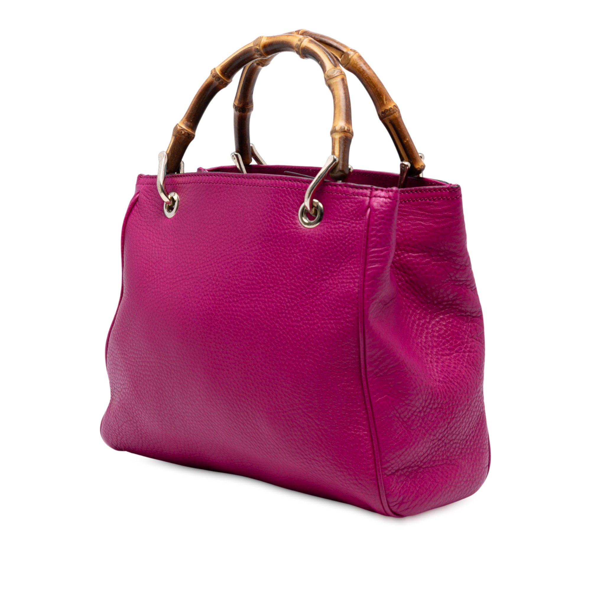 Small Calfskin Bamboo Shopper Satchel