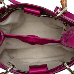 Small Calfskin Bamboo Shopper Satchel