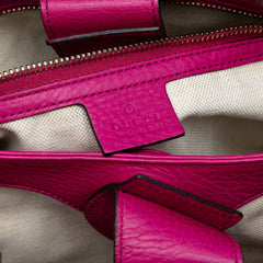 Small Calfskin Bamboo Shopper Satchel