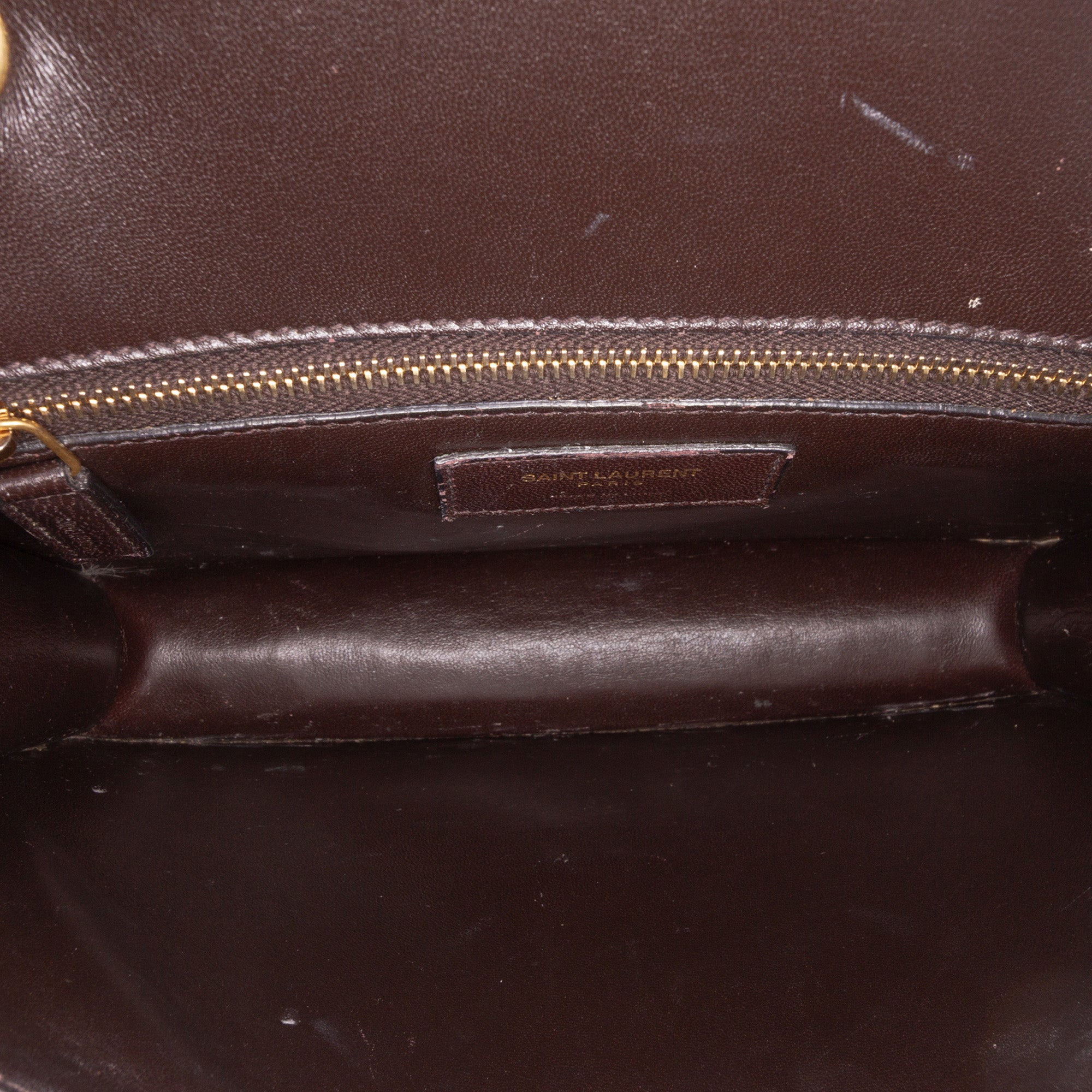 Croc Embossed Leather Tuc Chain Shoulder Bag