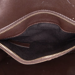 Croc Embossed Leather Tuc Chain Shoulder Bag