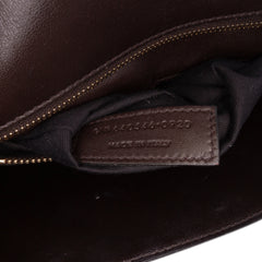 Croc Embossed Leather Tuc Chain Shoulder Bag