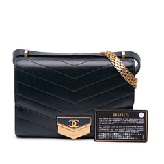 Small CC Chevron Calfskin Medal Flap