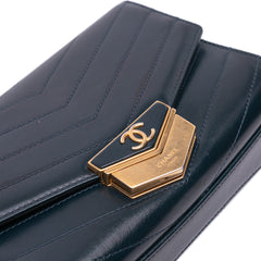 Small CC Chevron Calfskin Medal Flap
