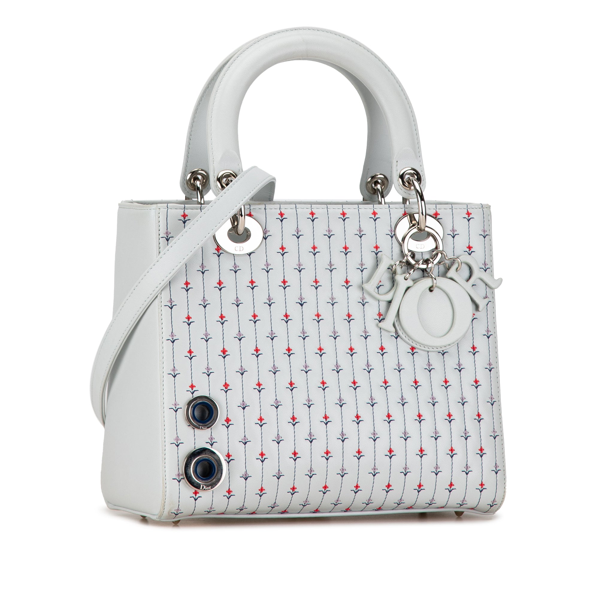 Medium Calfskin Embroidered Flower Lady Dior