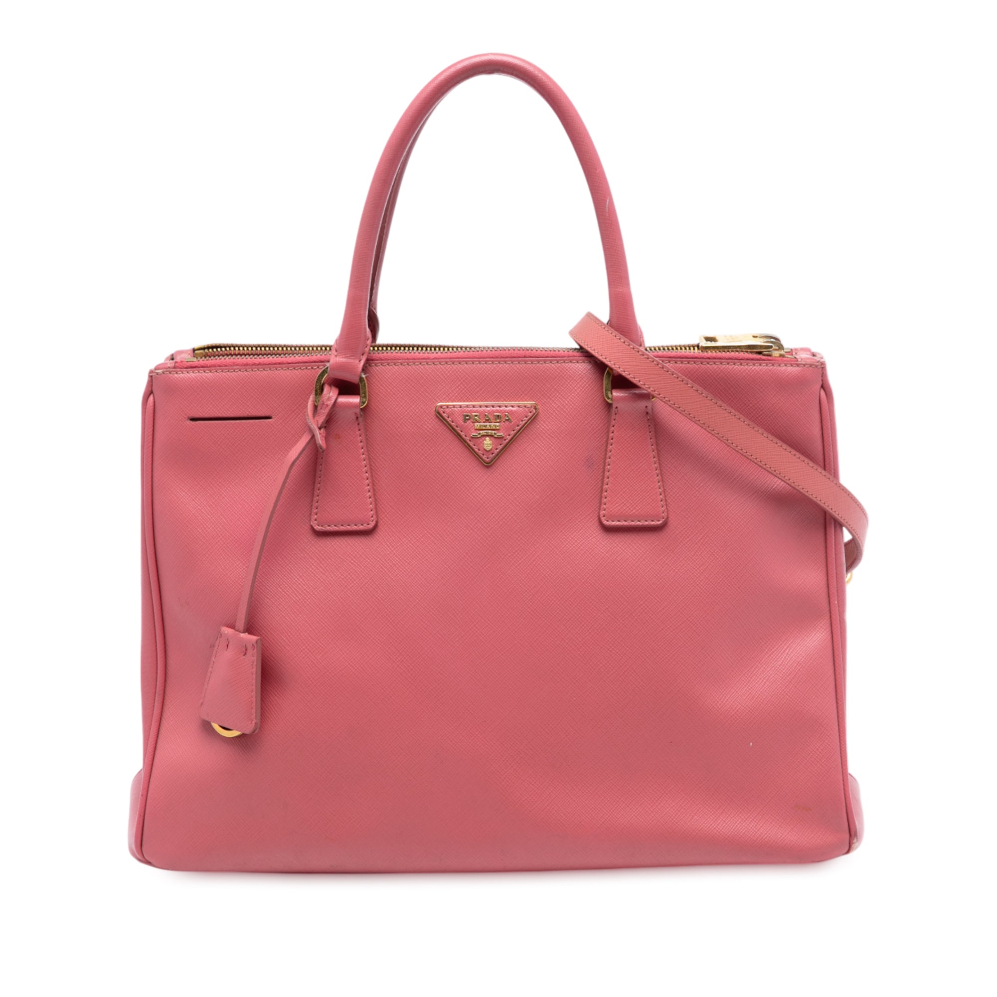 Medium Saffiano Lux Galleria Double Zip Satchel
