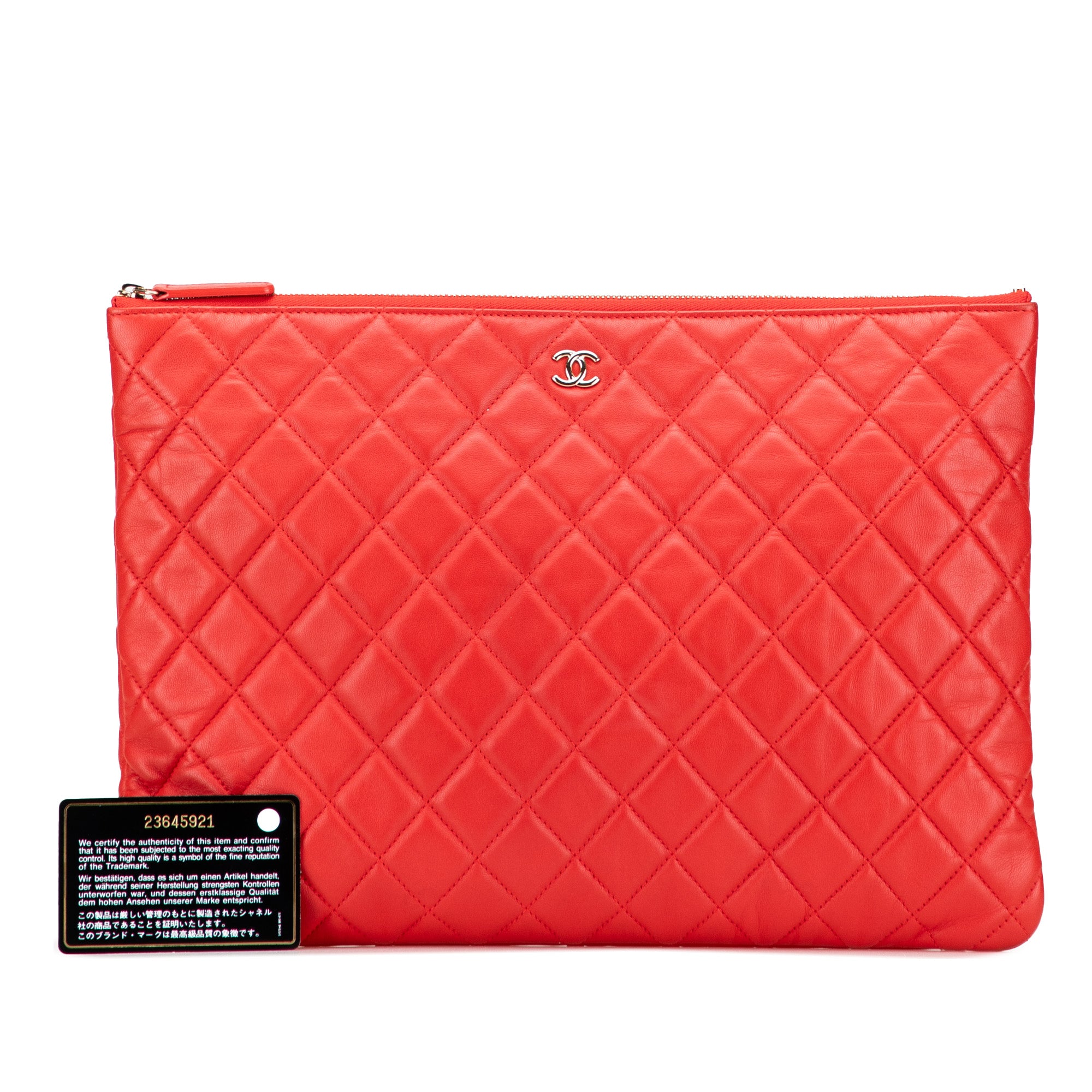 Large Quilted Lambskin O Case Clutch