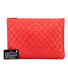 Large Quilted Lambskin O Case Clutch