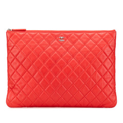 Large Quilted Lambskin O Case Clutch