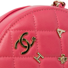 CC Quilted Lambskin Lucky Charms Round Clutch with Chain_9