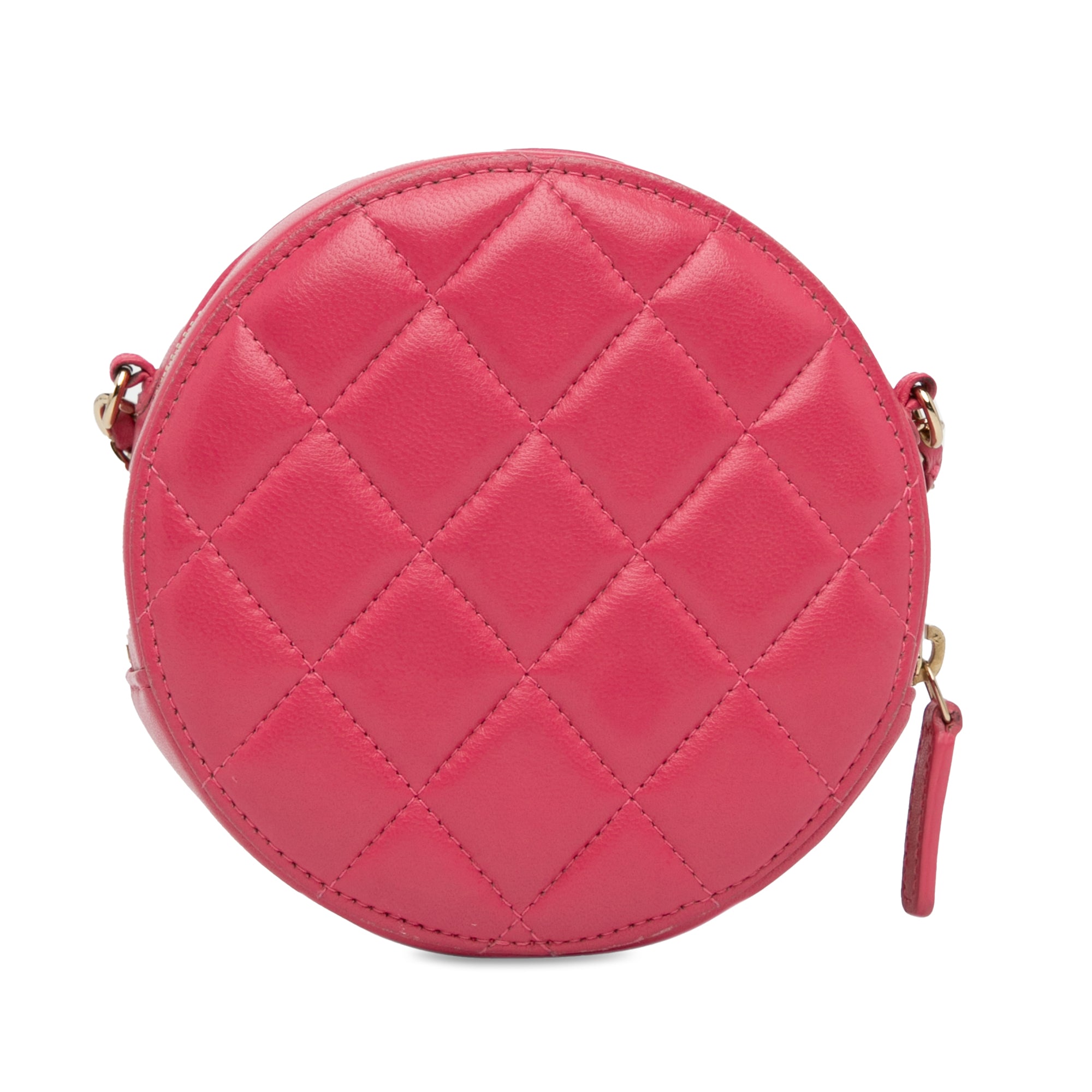 CC Quilted Lambskin Lucky Charms Round Clutch with Chain_2