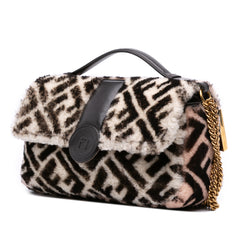Zucca Shearling Double F Baguette Satchel