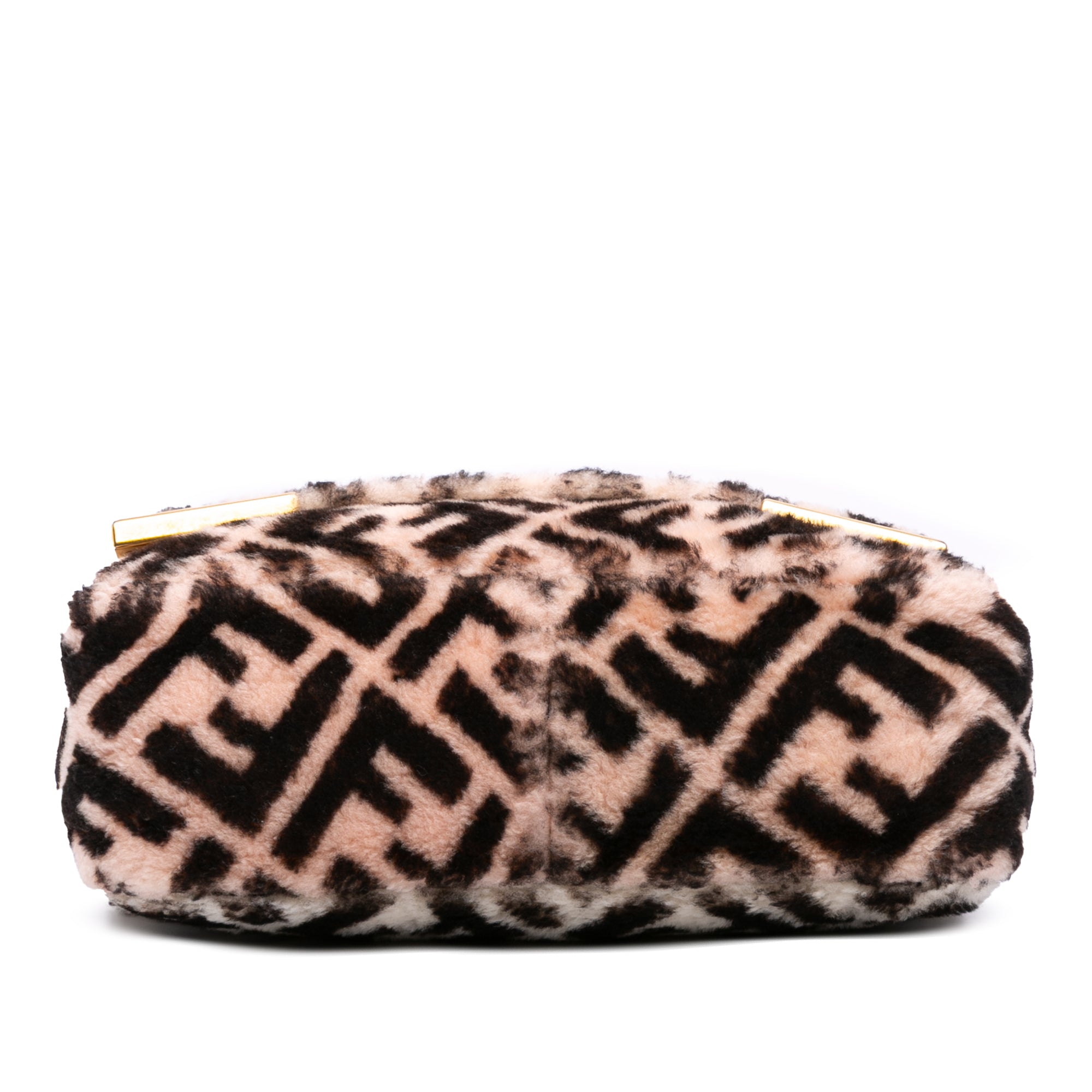 Zucca Shearling Double F Baguette Satchel