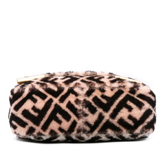 Zucca Shearling Double F Baguette Satchel