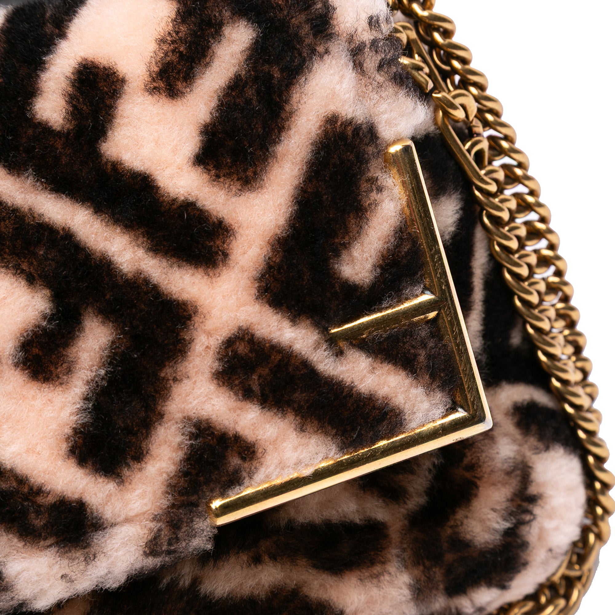 Zucca Shearling Double F Baguette Satchel