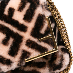 Zucca Shearling Double F Baguette Satchel