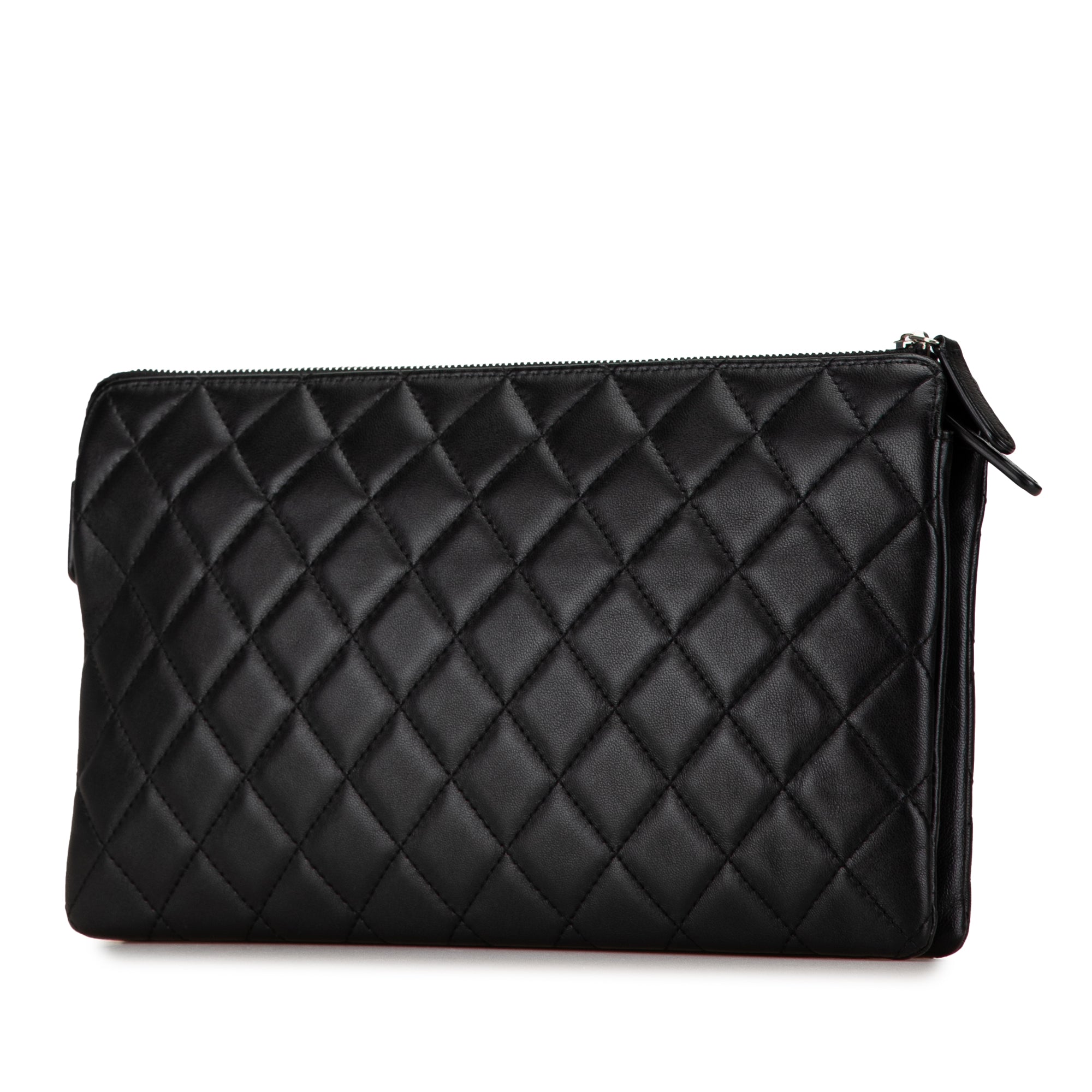 CC Quilted Lambskin Double Zip Clutch