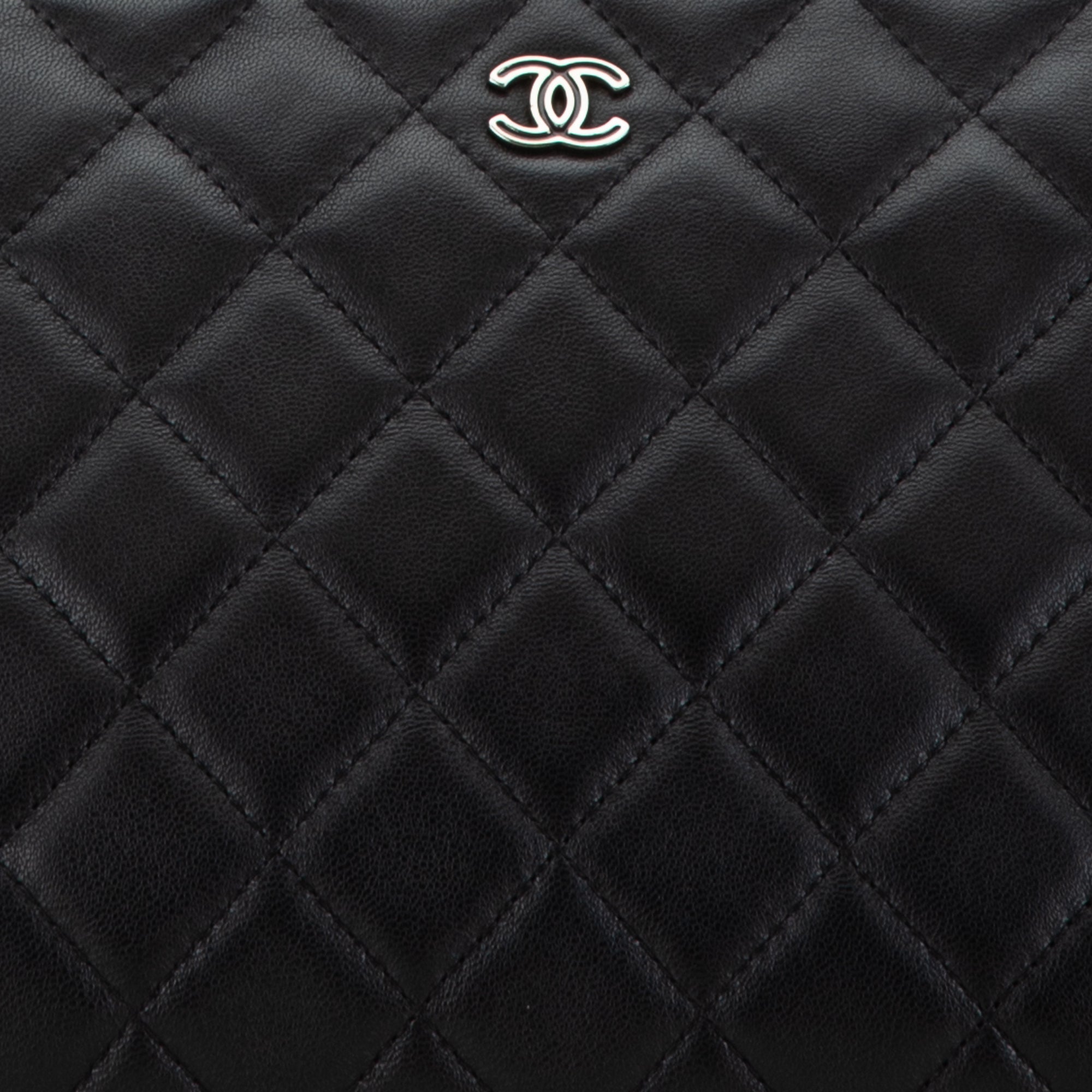 CC Quilted Lambskin Double Zip Clutch