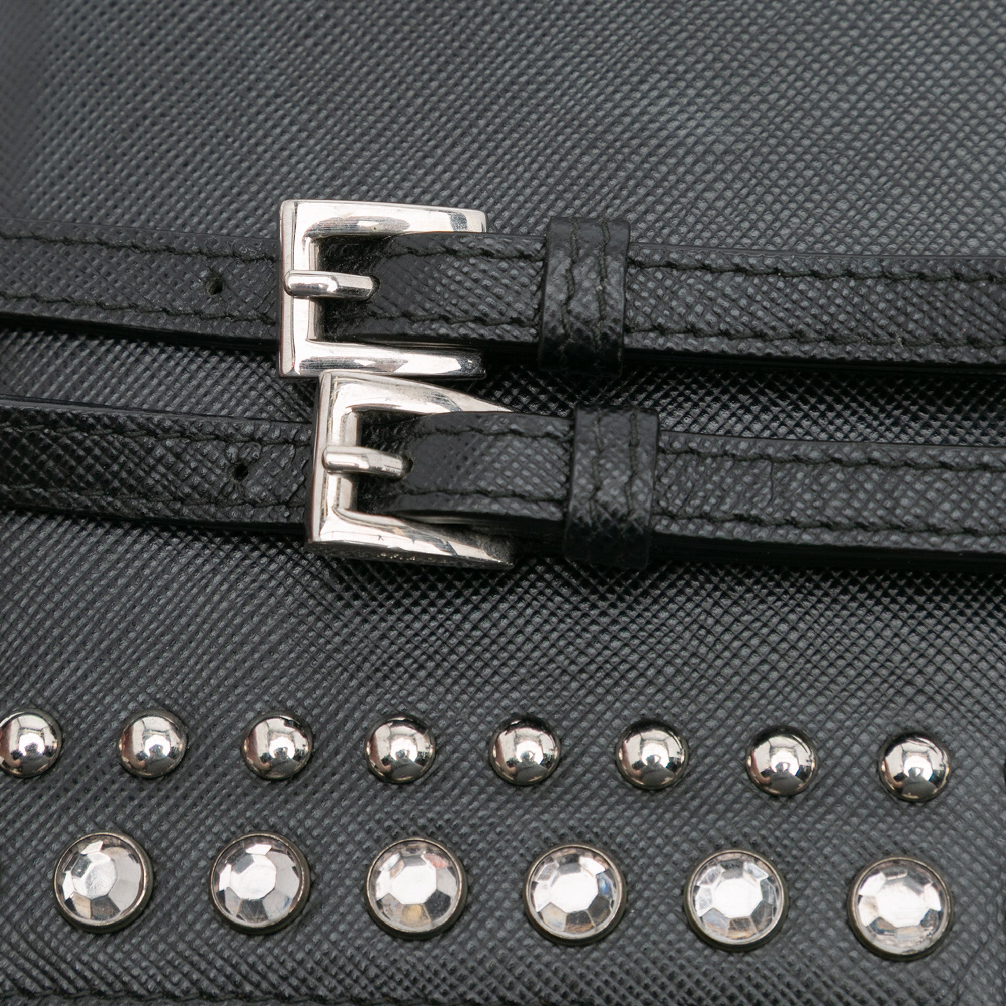 Saffiano Crystal Studded Wallet on Strap
