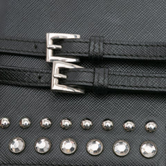 Saffiano Crystal Studded Wallet on Strap