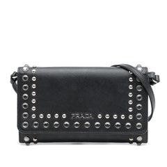 Saffiano Crystal Studded Wallet on Strap