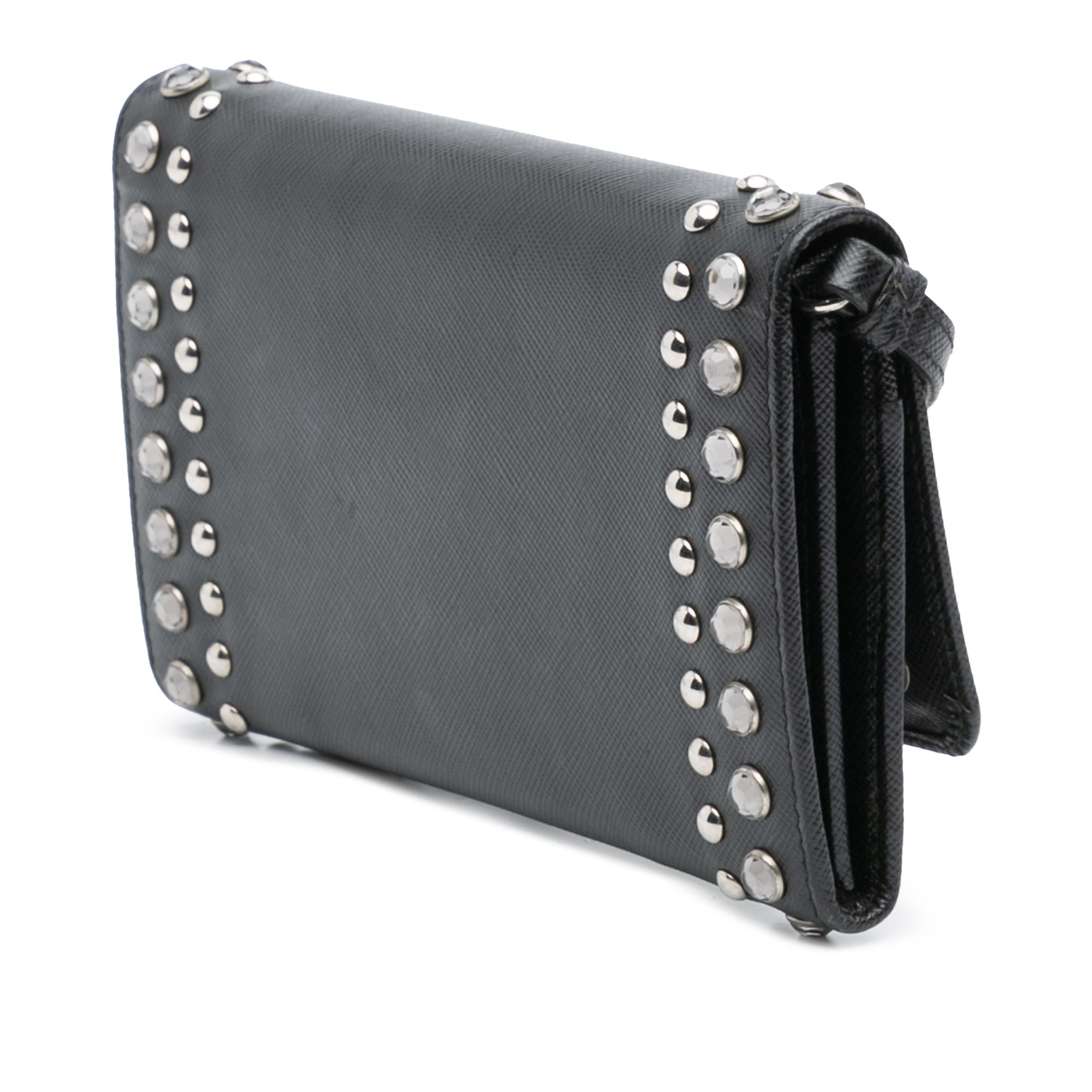 Saffiano Crystal Studded Wallet on Strap