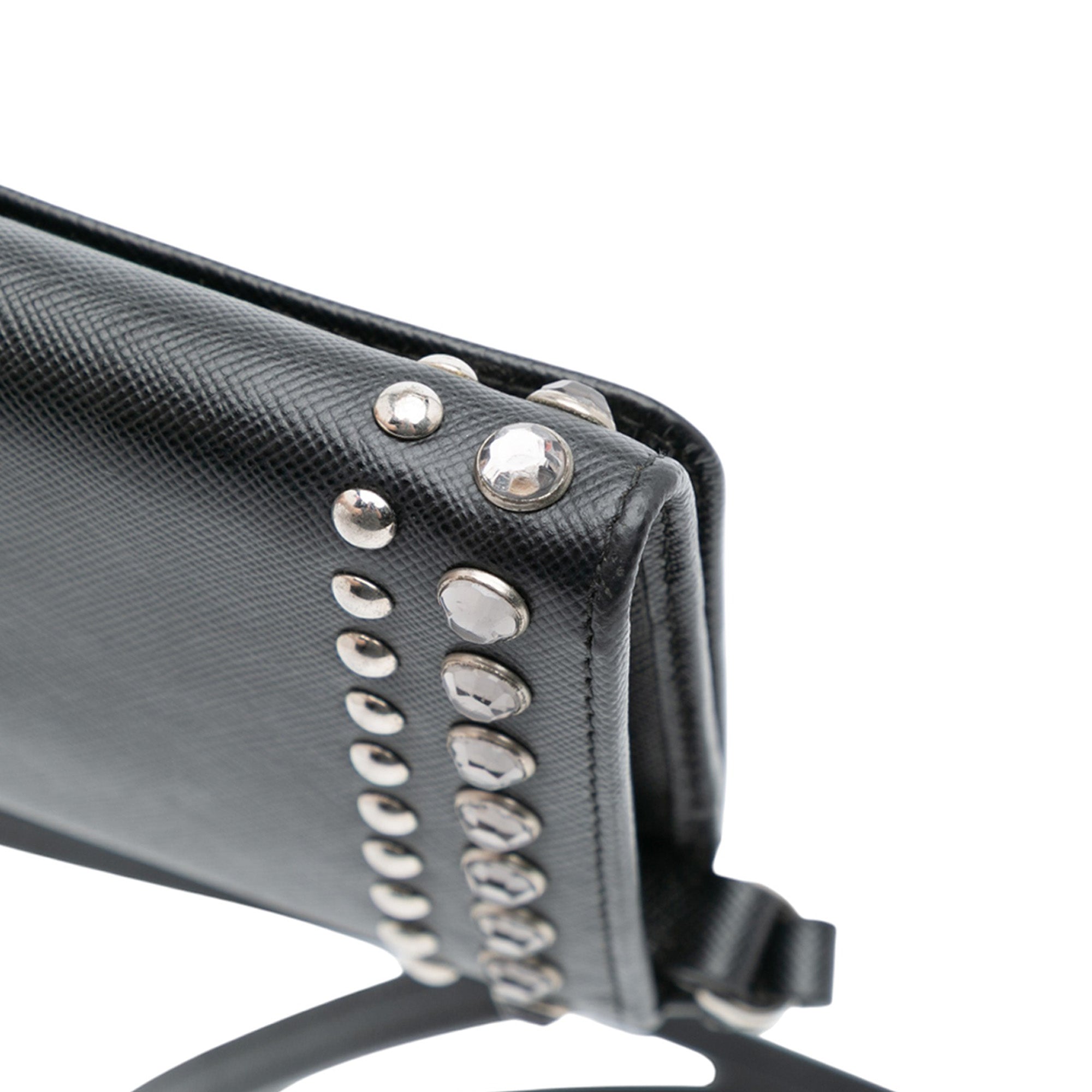 Saffiano Crystal Studded Wallet on Strap