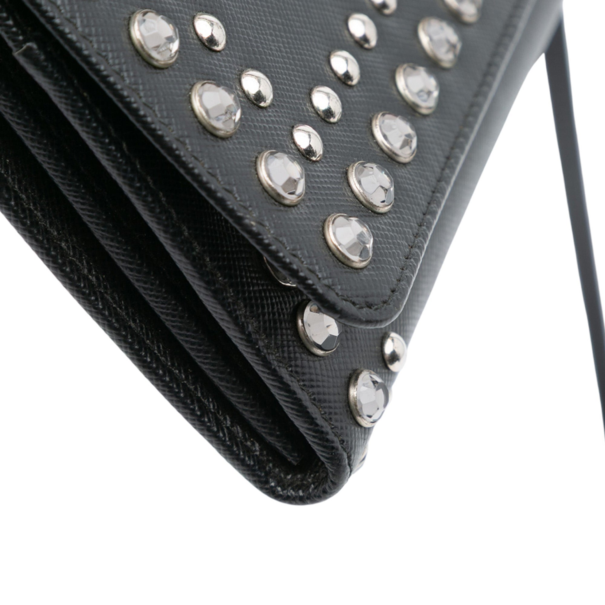 Saffiano Crystal Studded Wallet on Strap