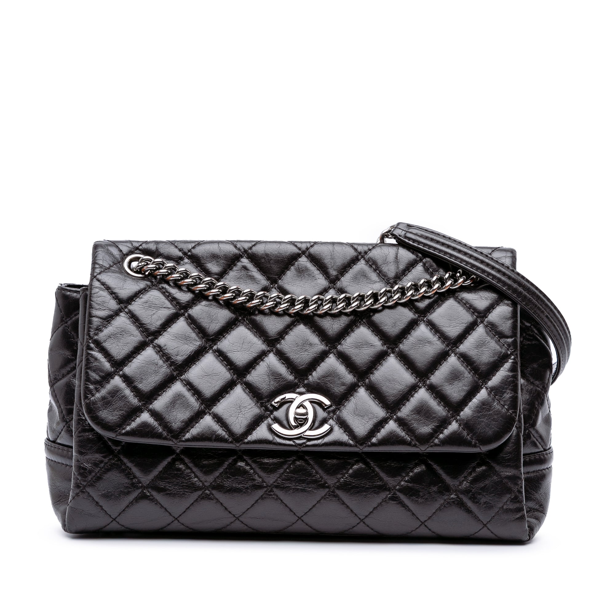 Medium Quilted Glazed Calfskin Lady Pearly Flap