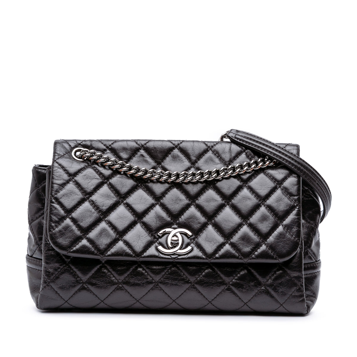 Medium Quilted Glazed Calfskin Lady Pearly Flap